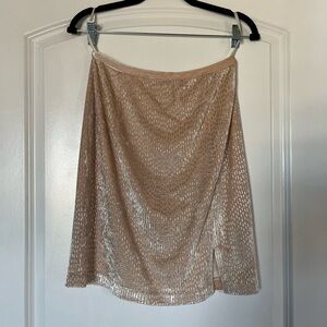 VTG Janine London Paris New York Velvet Beige Skirt S